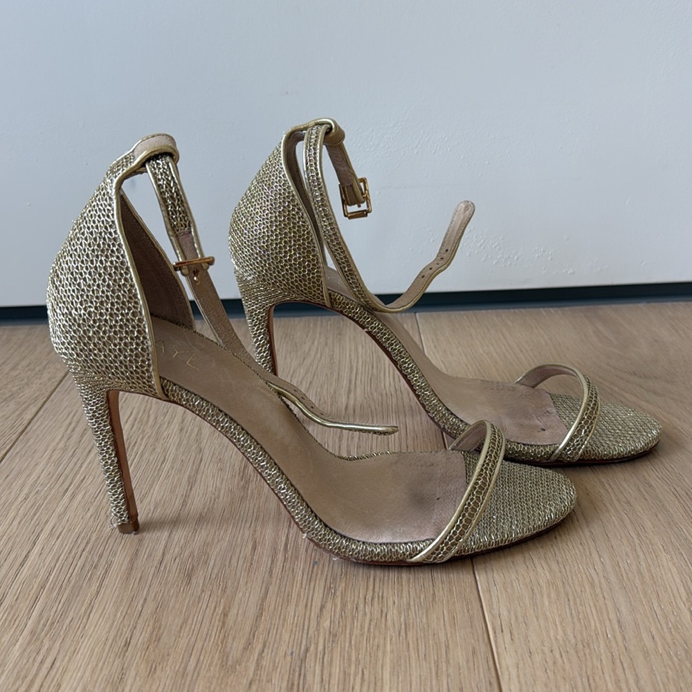 Raye 4” Gold Strappy Heels